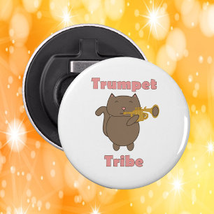 Trompet Stam Kat Roze Letters Button Flesopener