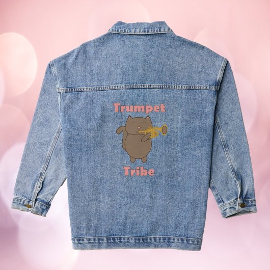 Trompet Stam Kat Roze Letters Denim Jacket