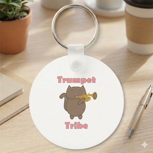 Trompet Stam Kat Roze Sleutelhanger