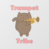 Trompet Stam Kawaii Kat Roze Raamsticker (Vel)