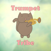 Trompet Stam Kawaii Kat Roze Raamsticker (Vel 3)