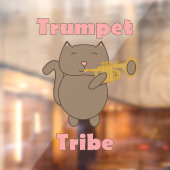 Trompet Stam Kawaii Kat Roze Raamsticker (Vel 2)