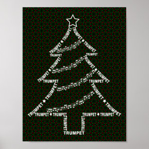 Trompet Tekst Kerstboom Poster