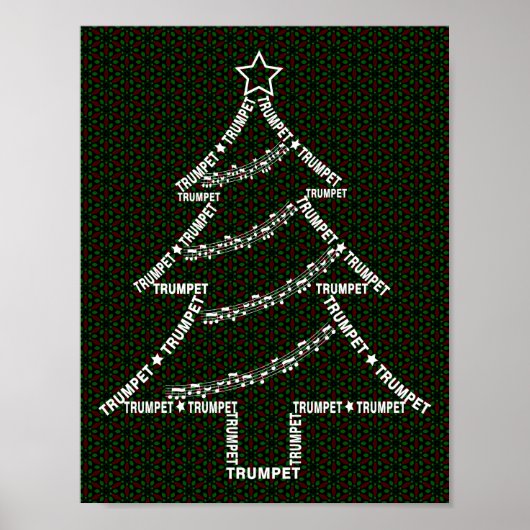Trompet Tekst Kerstboom Poster (Voorkant)