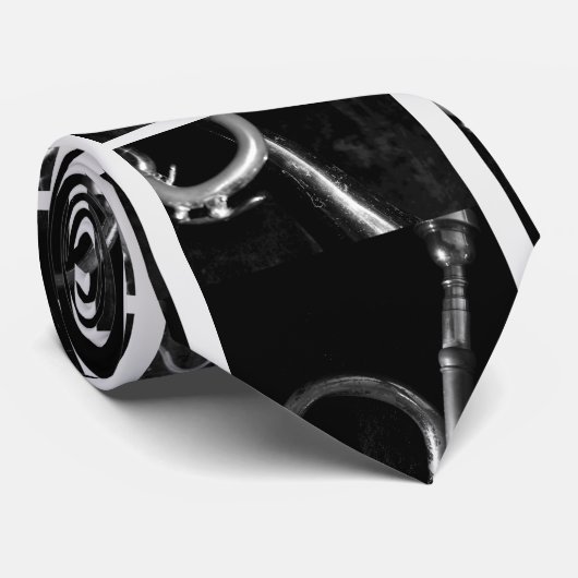 Trompet Terug en wit funky Stropdas (Opgerold)