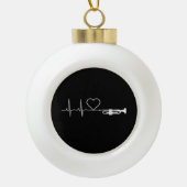 Trompet - Trompet Heartbeat Gift Keramische Bal Ornament (Voorkant)