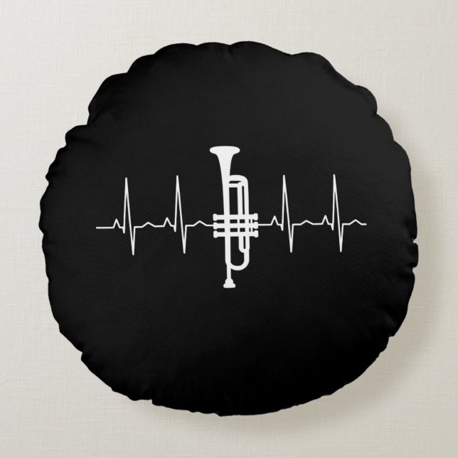 Trompet - Trompet Heartbeat Gift Rond Kussen (Voorkant)