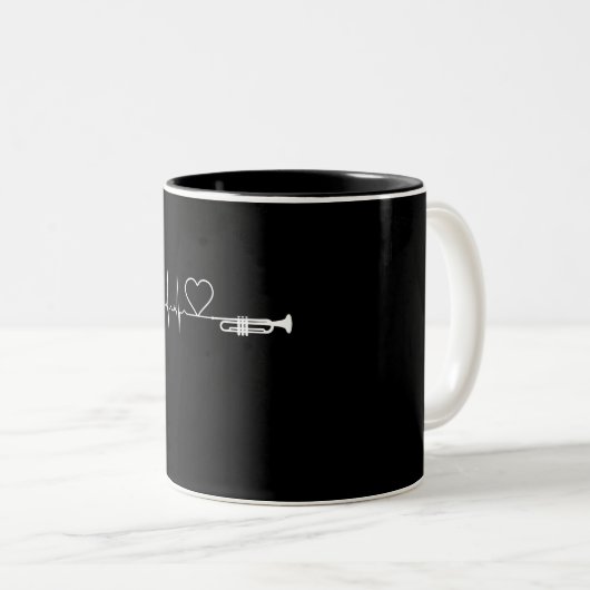Trompet - Trompet Heartbeat Gift Tweekleurige Koffiemok (Voorkant rechts)