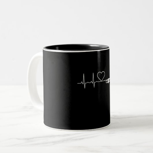 Trompet - Trompet Heartbeat Gift Tweekleurige Koffiemok (Voorkant links)