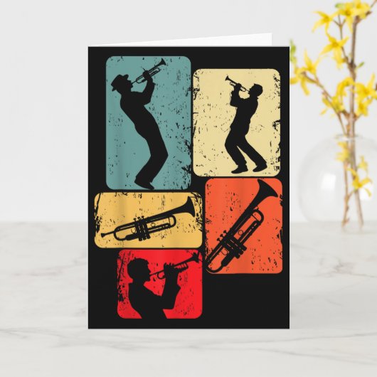 Trompet Trompettist Jazz Muzikant Jongens Mannen Kaart (Gele Bloem)