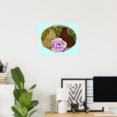 Trompetduiven en Roos Poster (Thuiskantoor)