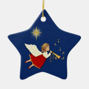 trompetengel keramisch ornament