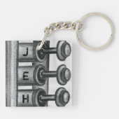 Trompetkleppen in Charcoal Monogram Muziek Sleutel Sleutelhanger (Achterkant)