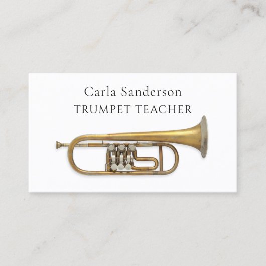 Trompetleraar Brass Instrument Muziekinstructeur Visitekaartje (Voorkant)