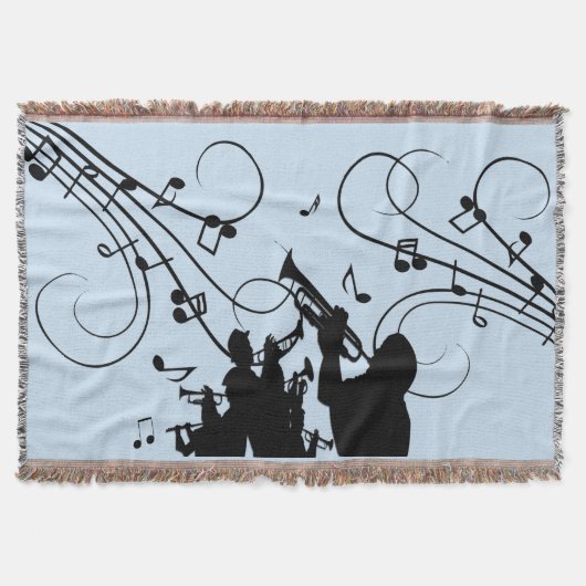 Trompetsectie Blauwe Muziek Deken (Voorkant)