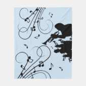 Trompetsectie Blauwe Muziek Fleece Deken (Voorkant)
