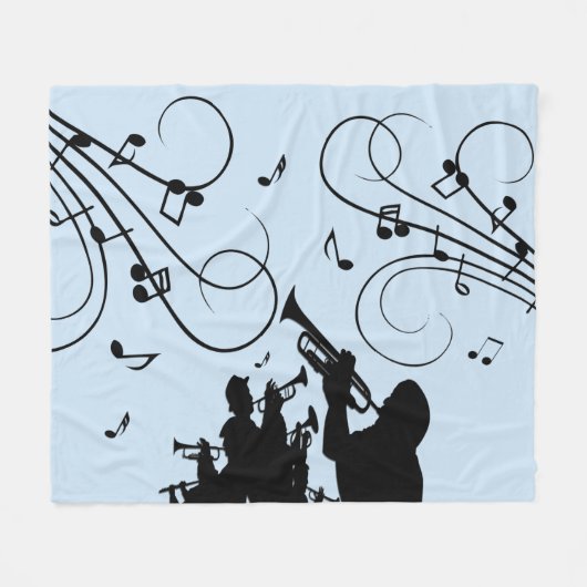 Trompetsectie Blauwe Muziek Fleece Deken (Voorkant (Horizontaal))