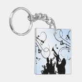 Trompetsectie Blauwe Muziek Sleutelhanger (Voorkant Links)
