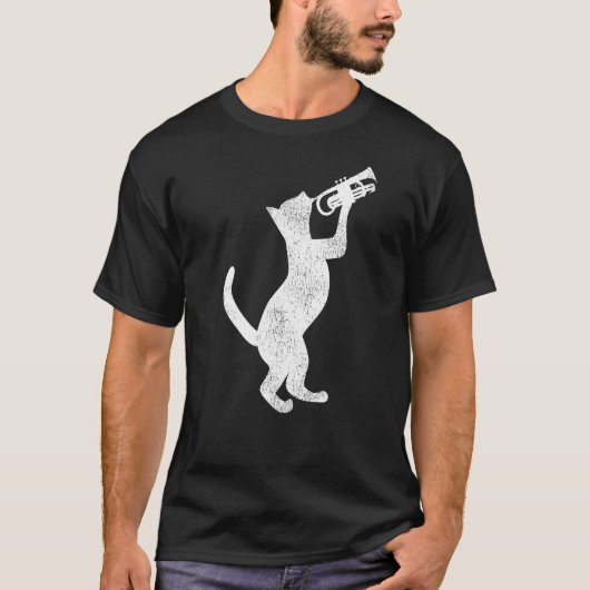 Trompetspeler Kat Vintage T-shirt (Voorkant)