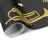 Trompetten en sterren muziekinstrument cadeaupapier (Rol Hoek)