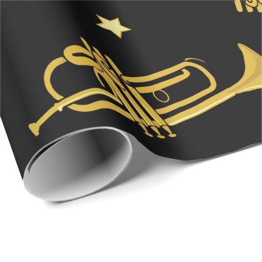 Trompetten en sterren muziekinstrument cadeaupapier (Rol Hoek)