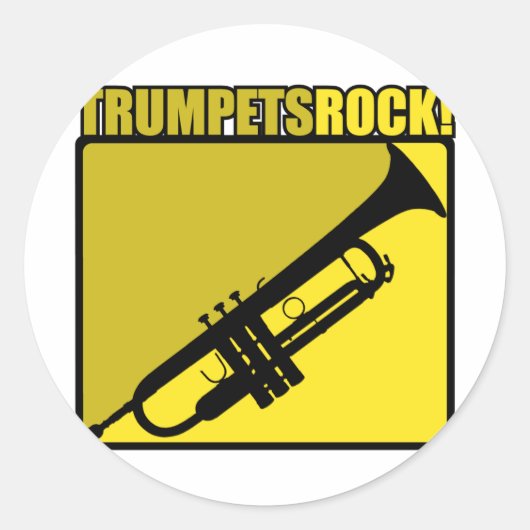 Trompetten Rock! Ronde Sticker (Voorkant)