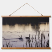 Trompetter Zwaan Paar bij Dusk Wood Topped Wandtap Hangend Wandkleed (Voorkant 2)