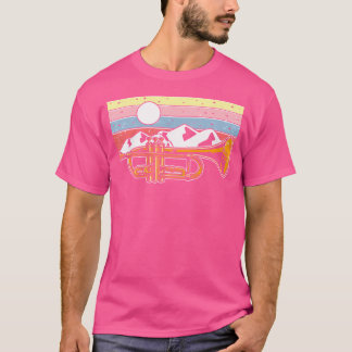 Trompetterretro trompetgebergte en  trommel t-shirt