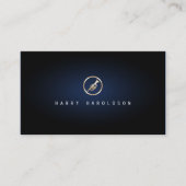 Trompettist Elegant Gouden Trompet Icoon Blauw Glo Visitekaartje (Voorkant)