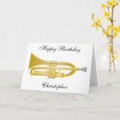 Trompettist Gepersonaliseerde Verjaardag Kaart (Gele Bloem)
