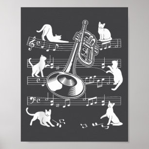 Trompettist Katten Voor Katten Minnende Trompettis Poster