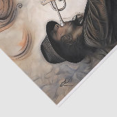 Trompettist met abstracte bewegingsdecoupage tissuepapier (Detail)
