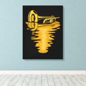 trompettist muzikant marching band trompettist canvas afdruk (Insitu (Houten vloer))