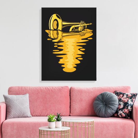 trompettist muzikant marching band trompettist canvas afdruk (Insitu (Woonkamer))