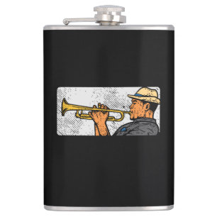 Trompettist Retro Trompet Jazz Muziek Heupfles