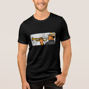 Trompettist Retro Trompet Jazz Muziek Tri-Blend Shirt