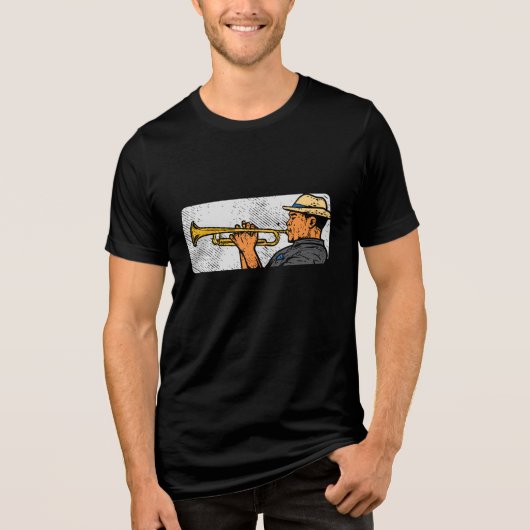 Trompettist Retro Trompet Jazz Muziek Tri-Blend Shirt (Voorkant)