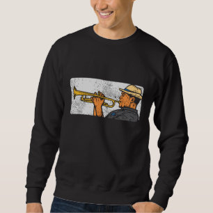 Trompettist Retro Trompet Jazz Muziek Trui