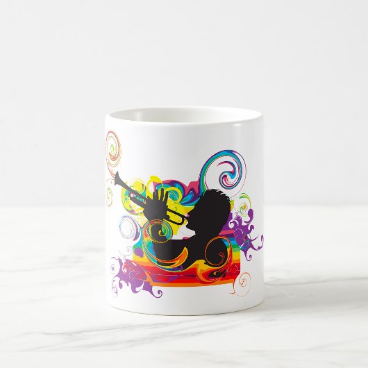 Trompettist Silhouet Retro Psychedelische Muziek Koffiemok