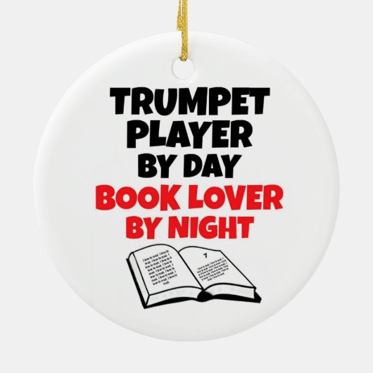 Trompettist van Day Book Lover by Night Keramisch Ornament (Achterkant)