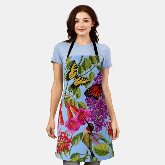 trompetvlinder kolibries schort (Gedragen)