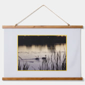 Trompetzwanen in de schemering Hout Overdekte wand Hangend Wandkleed (Voorkant)