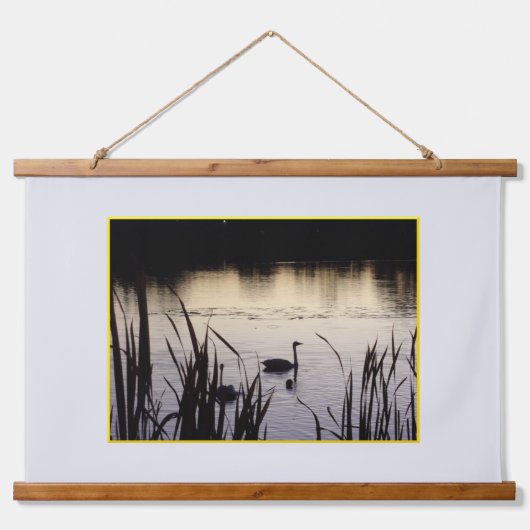 Trompetzwanen in de schemering Hout Overdekte wand Hangend Wandkleed (Voorkant 3)
