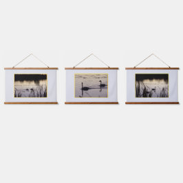 Trompetzwanen in de schemering Hout Overdekte wand Hangend Wandkleed