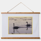Trompetzwanen in de schemering Hout Overdekte wand Hangend Wandkleed (Voorkant 2)
