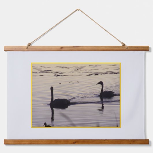 Trompetzwanen in de schemering Hout Overdekte wand Hangend Wandkleed (Voorkant 2)