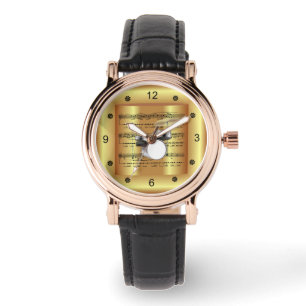 Tromset ~ gebogen velmuziek ~ Gold Background Horloge