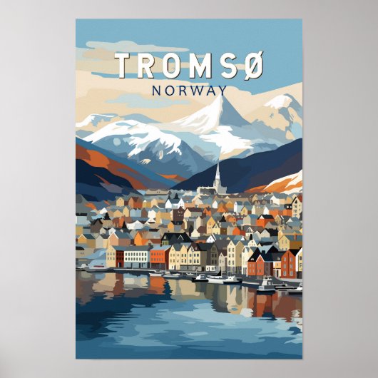 Tromso Noorwegen Reis Kunst Vintage Poster (Voorkant)