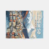 Tromso Noorwegen Reizen Kunst Vintage Fleece Deken (Voorkant (Horizontaal))