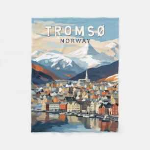 Tromso Noorwegen Reizen Kunst Vintage Fleece Deken